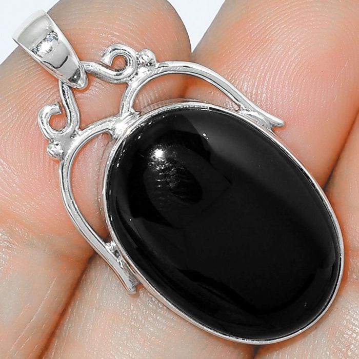 Natural Black Onyx - Brazil Pendant SDP101481 P-1334, 17x23 mm