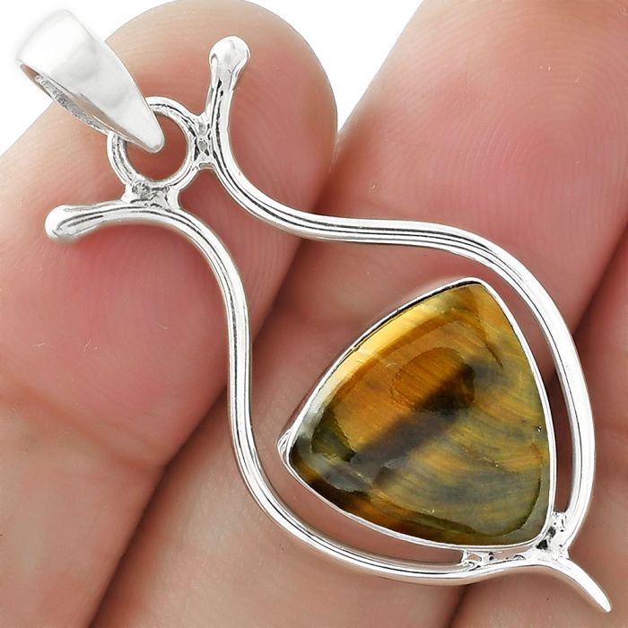 Natural Blue Tiger Eye Pendant SDP101581 P-1471, 13x13 mm