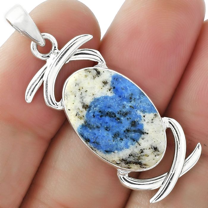 Natural K2 Blue - Azurite In Quartz Pendant SDP101627 P-1428, 13x21 mm