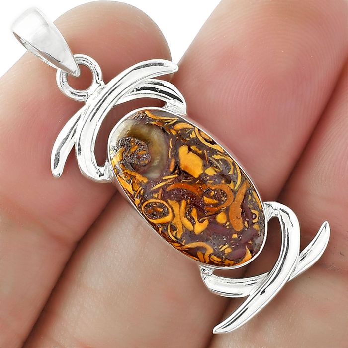 Natural Coquina Fossil Jasper - India Pendant SDP101628 P-1428, 11x19 mm