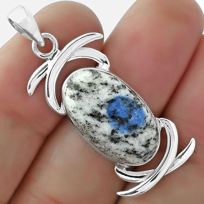 Natural K2 Blue - Azurite In Quartz Pendant SDP101644 P-1428, 12x20 mm