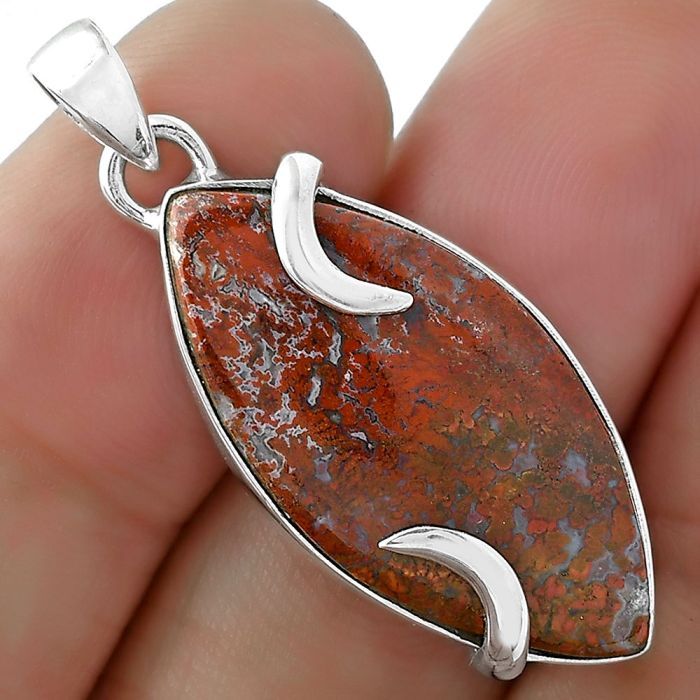 Natural Red Moss Agate Pendant SDP101649 P-1560, 14x19 mm