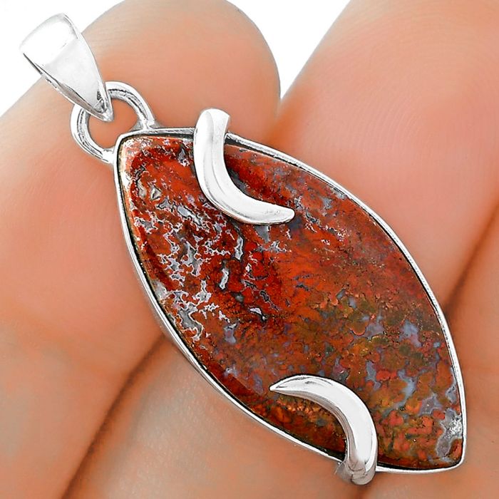 Natural Red Moss Agate Pendant SDP101649 P-1560, 14x19 mm