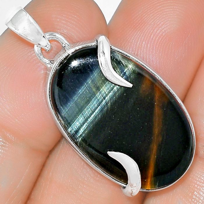 Natural Blue Tiger Eye Pendant SDP101661 P-1560, 16x25 mm