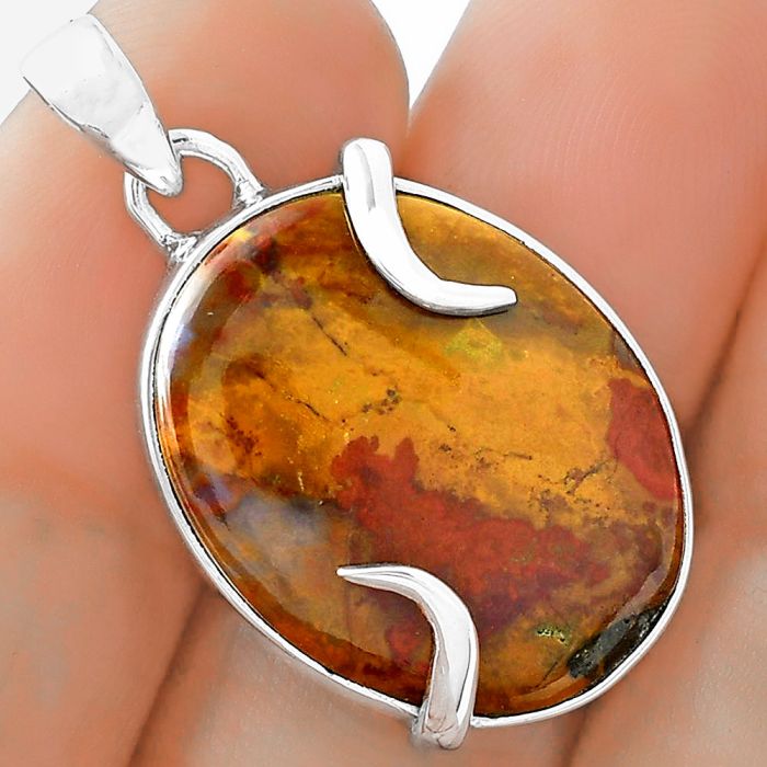 Natural Red Moss Agate Pendant SDP101668 P-1560, 18x22 mm