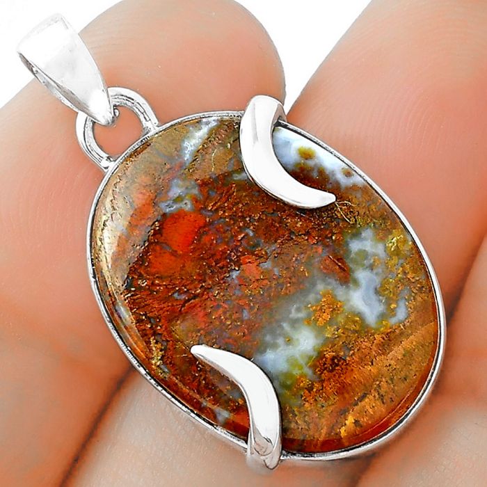 Natural Red Moss Agate Pendant SDP101675 P-1560, 17x23 mm