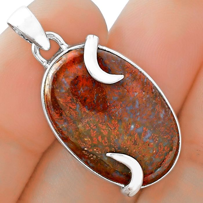 Natural Red Moss Agate Pendant SDP101676 P-1560, 16x24 mm