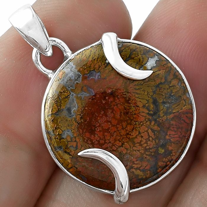 Natural Red Moss Agate Pendant SDP101698 P-1560, 19x19 mm
