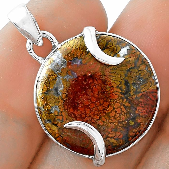 Natural Red Moss Agate Pendant SDP101698 P-1560, 19x19 mm