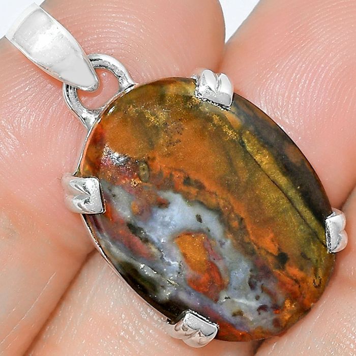 Natural Purple Cow Jasper Pendant SDP101710 P-1332, 17x23 mm