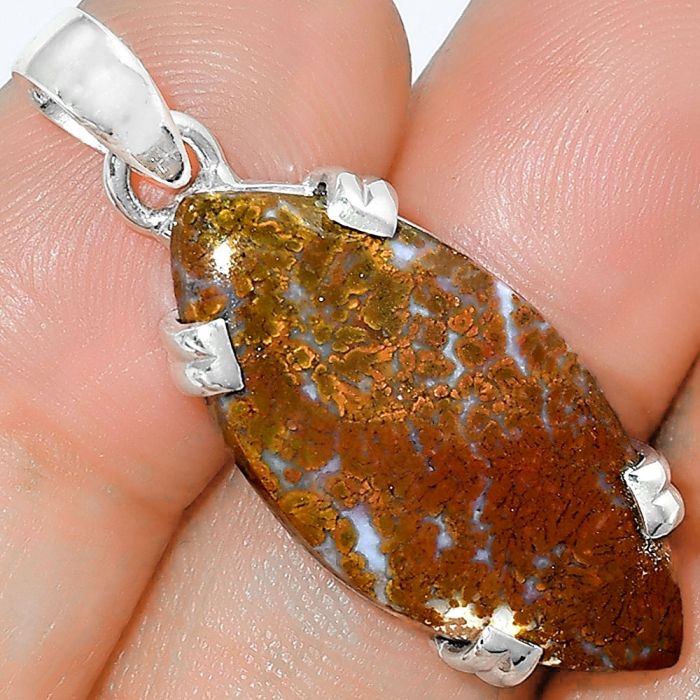 Natural Red Moss Agate Pendant SDP101712 P-1332, 14x28 mm