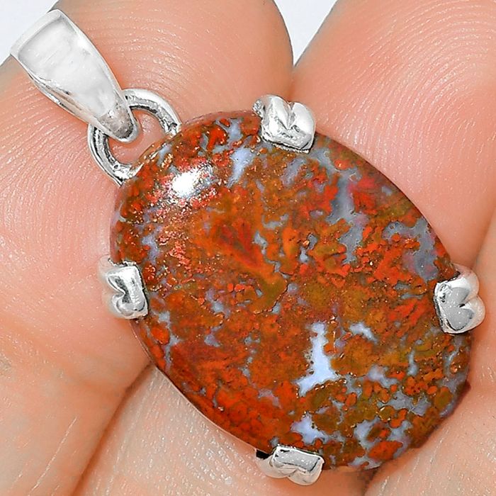 Natural Red Moss Agate Pendant SDP101731 P-1332, 17x22 mm