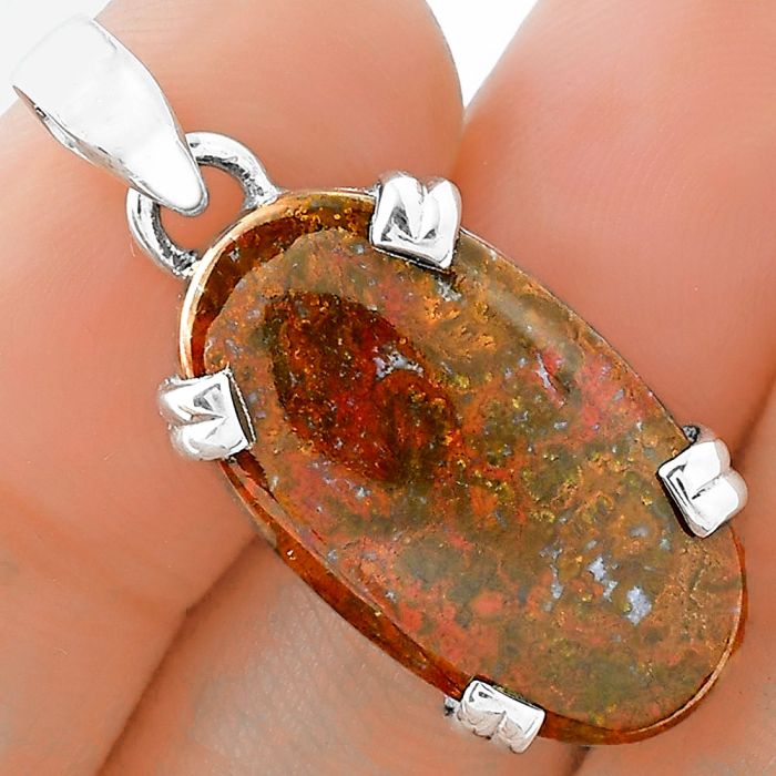 Natural Red Moss Agate Pendant SDP101740 P-1332, 14x24 mm