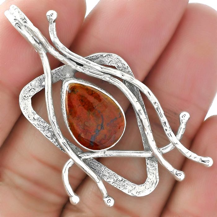 Natural Red Moss Agate Pendant SDP101783 P-1321, 10x14 mm