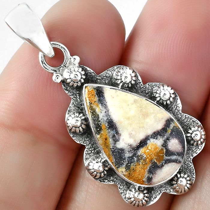 Natural Indian Blanket Jasper Pendant SDP101802 P-1427, 12x19 mm