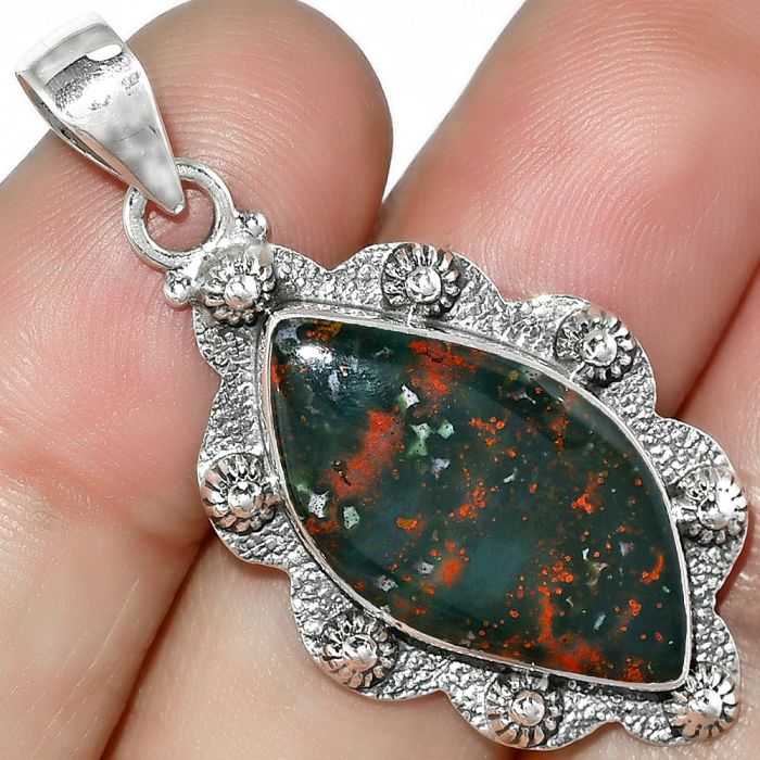 Natural Blood Stone - India Pendant SDP101844 P-1427, 13x24 mm