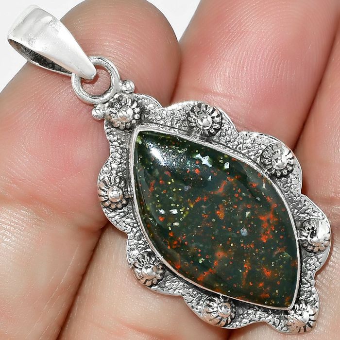 Natural Blood Stone - India Pendant SDP101846 P-1427, 13x24 mm