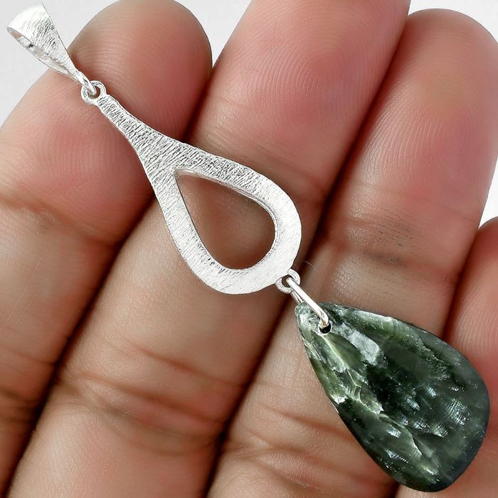 Natural Russian Seraphinite Pendant SDP101851 P-1595, 13x23 mm