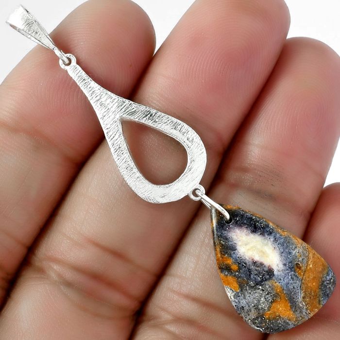 Natural Indian Blanket Jasper Pendant SDP101875 P-1595, 14x21 mm