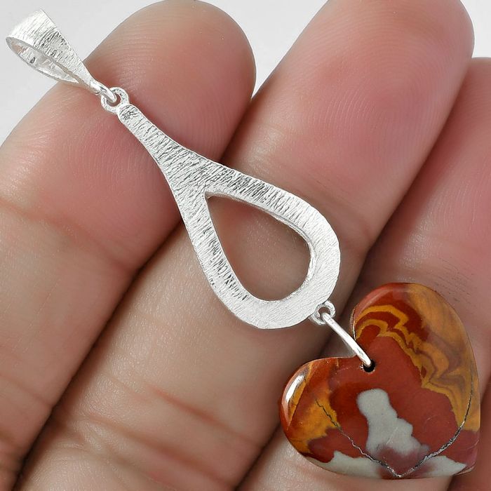 Valentine Gift Heart Natural Noreena Jasper Pendant SDP101900 P-1595, 18x19 mm