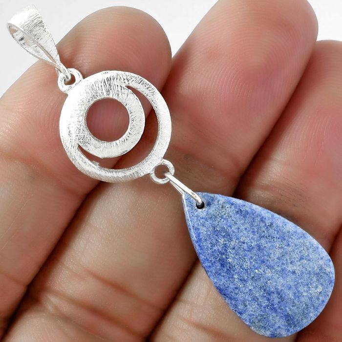 Natural Dumortierite Quartz Pendant SDP102111 P-1595, 14x23 mm