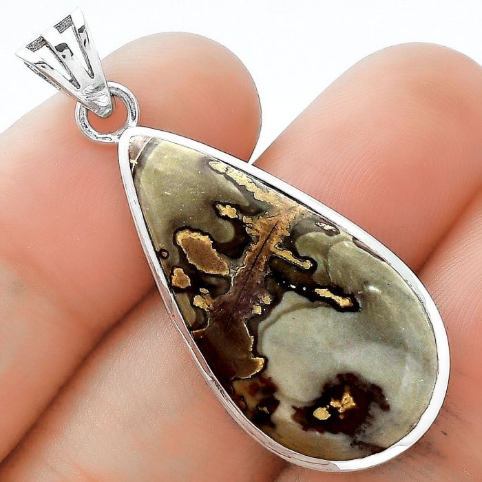 Natural Coffee Bean Jasper Pendant SDP102245 P-1002, 16x31 mm