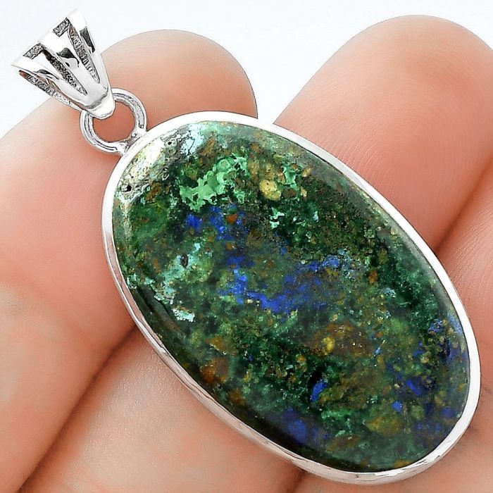 Azurite In Malachite - Morenci Mines Pendant SDP102271 P-1002, 18x30 mm