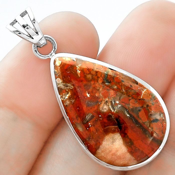 Natural Red Brecciated Jasper Pendant SDP102339 P-1002, 17x27 mm