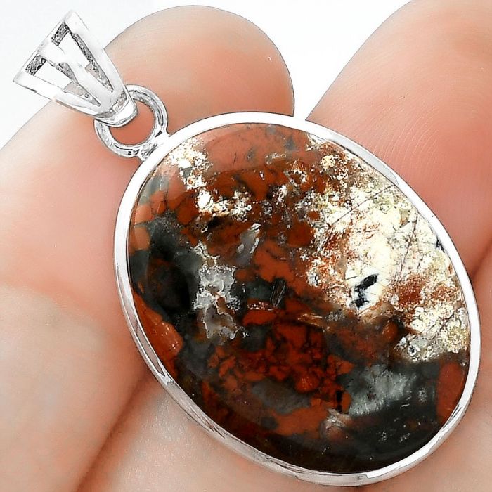 Natural Red Brecciated Jasper Pendant SDP102361 P-1002, 20x26 mm