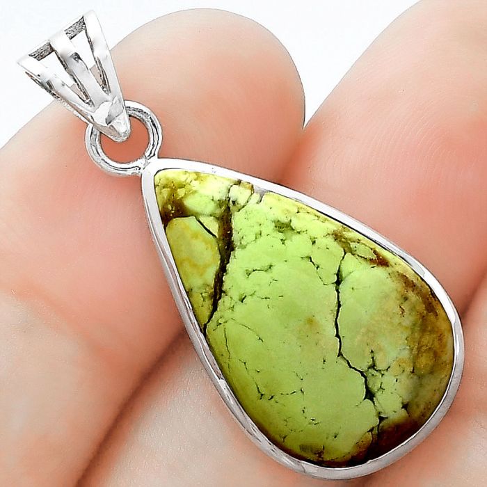 Natural Lemon Chrysocolla - Brazil Pendant SDP102363 P-1002, 14x23 mm