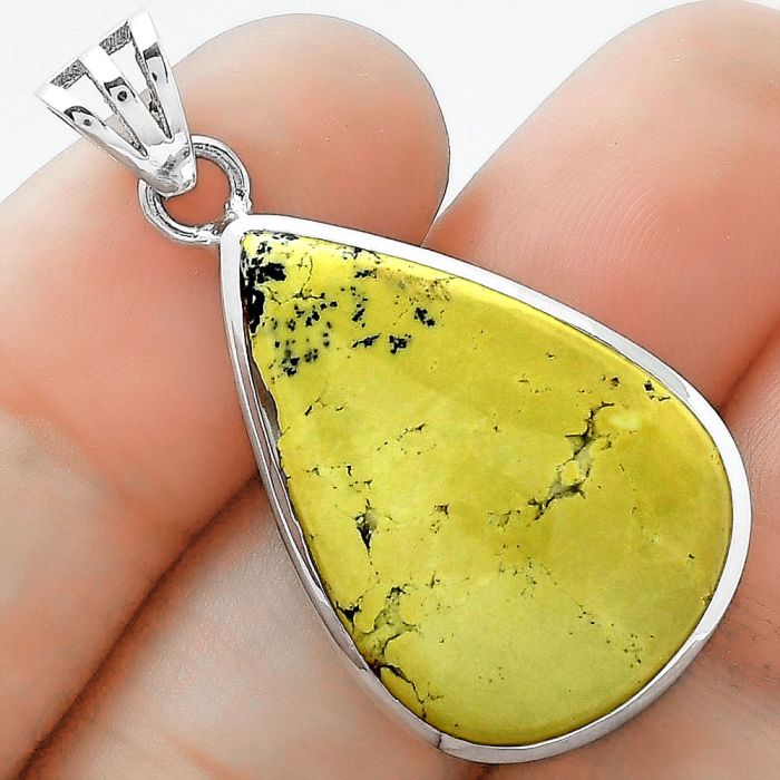 Natural Lemon Chrysocolla - Brazil Pendant SDP102370 P-1002, 18x26 mm