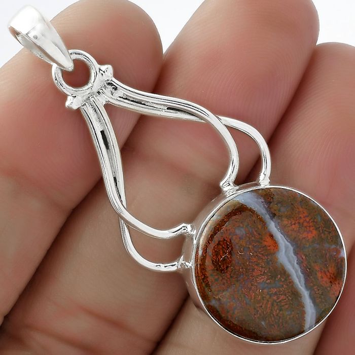 Natural Red Moss Agate Pendant SDP102976 P-1253, 18x18 mm