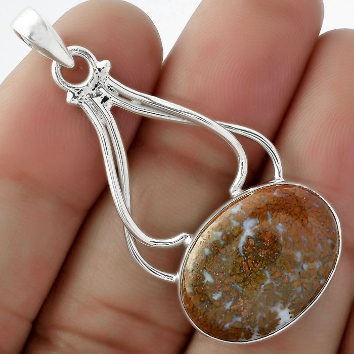 Natural Red Moss Agate Pendant SDP102995 P-1253, 15x20 mm