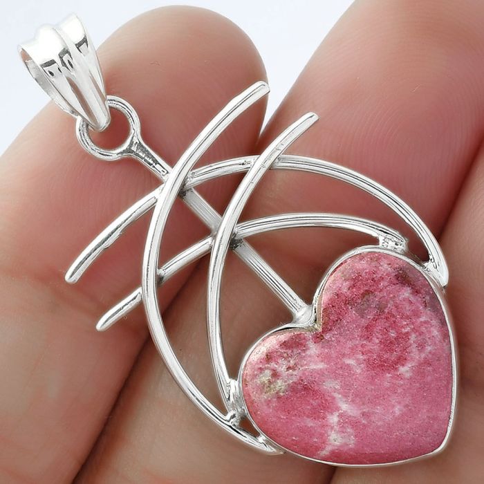 Valentine Gift Heart Natural Pink Thulite - Norway Pendant SDP103020 P-1010, 16x17 mm