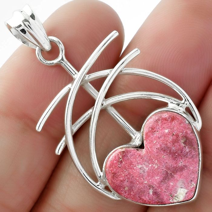 Valentine Gift Heart Natural Pink Thulite - Norway Pendant SDP103044 P-1010, 15x17 mm