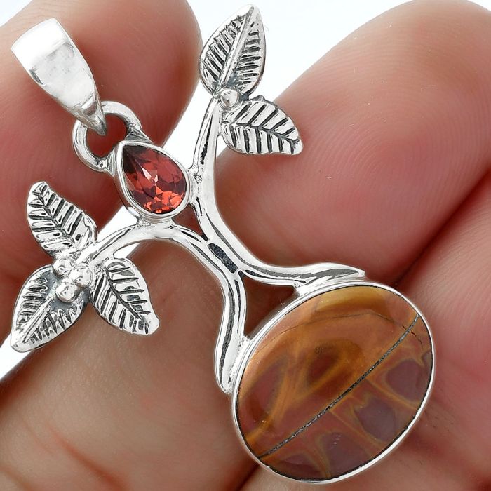 Tree of Life - Noreena Jasper & Garnet Pendant SDP103084 P-1420, 12x15 mm