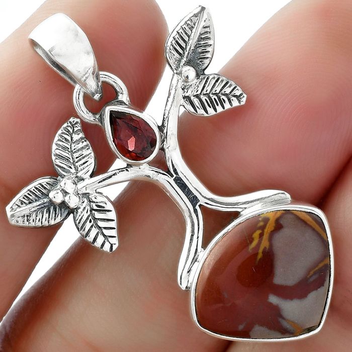 Tree of Life - Noreena Jasper & Garnet Pendant SDP103105 P-1420, 13x16 mm