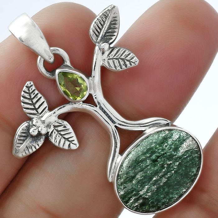 Tree of Life Green Aventurine & Peridot Pendant SDP103109 P-1420, 12x16 mm