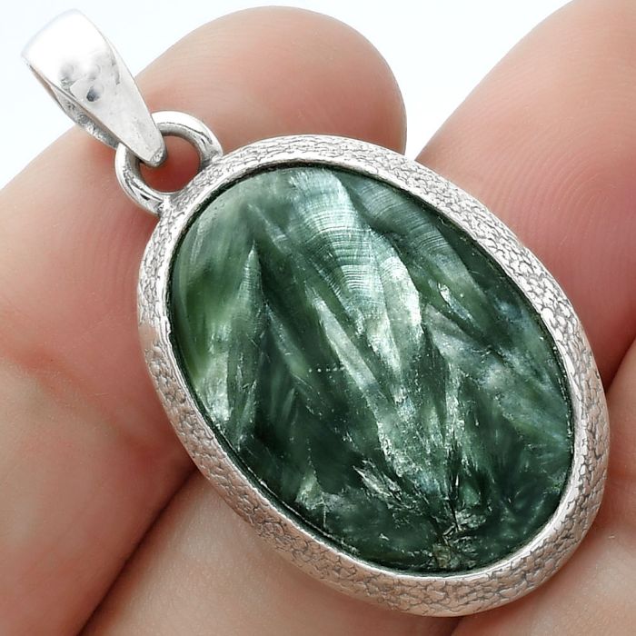 Natural Russian Seraphinite Pendant SDP103117 P-1538, 16x23 mm