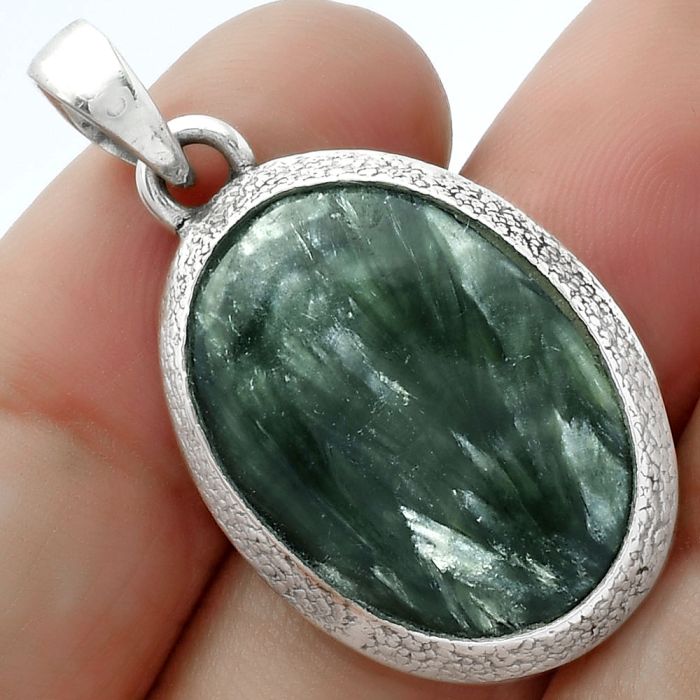 Natural Russian Seraphinite Pendant SDP103143 P-1538, 17x23 mm