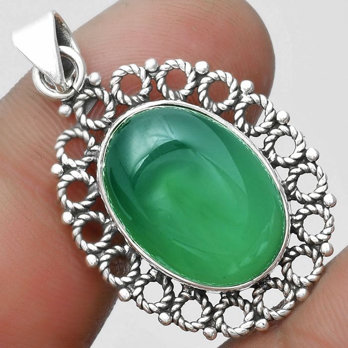 Natural Green Onyx Pendant SDP103258 P-1009, 13x18 mm