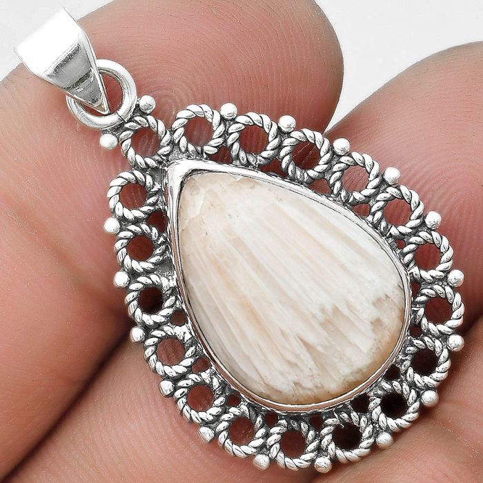 Natural Orange Scolecite - India Pendant SDP103273 P-1009, 14x19 mm