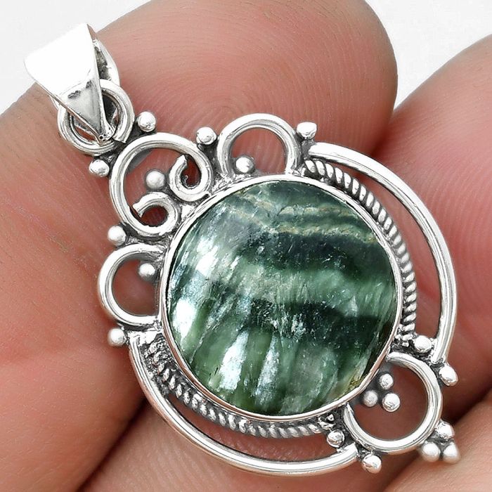 Natural Russian Seraphinite Pendant SDP103295 P-1569, 14x14 mm