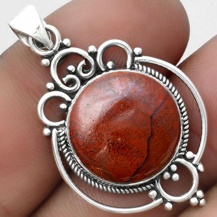 Natural Red Moss Agate Pendant SDP103311 P-1569, 16x16 mm