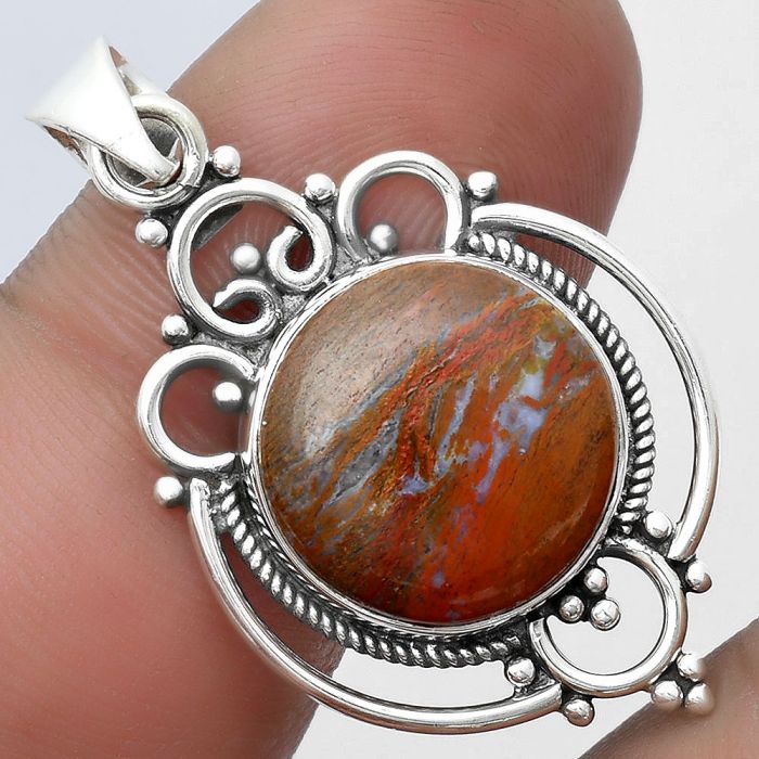 Natural Red Moss Agate Pendant SDP103320 P-1569, 14x14 mm