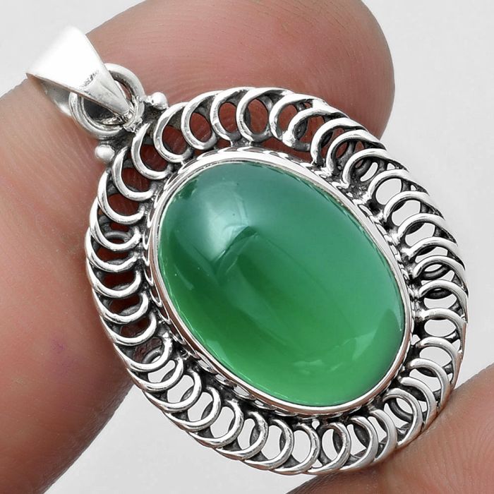 Natural Green Onyx Pendant SDP103427 P-1476, 13x18 mm