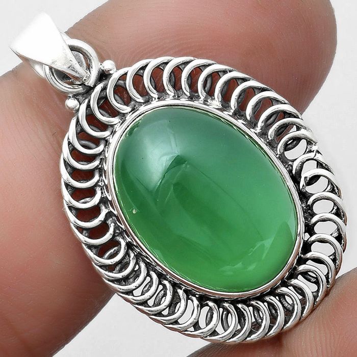 Natural Green Onyx Pendant SDP103429 P-1476, 13x18 mm