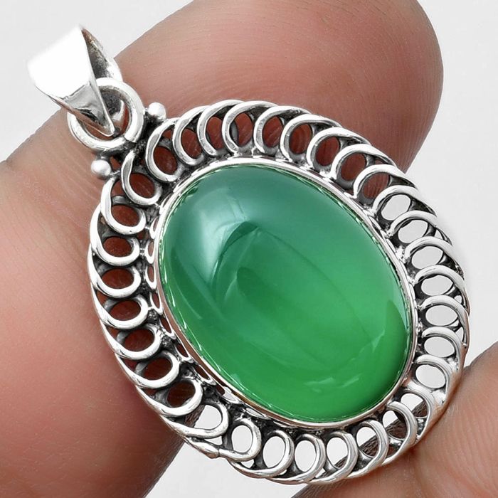 Natural Green Onyx Pendant SDP103436 P-1476, 13x18 mm