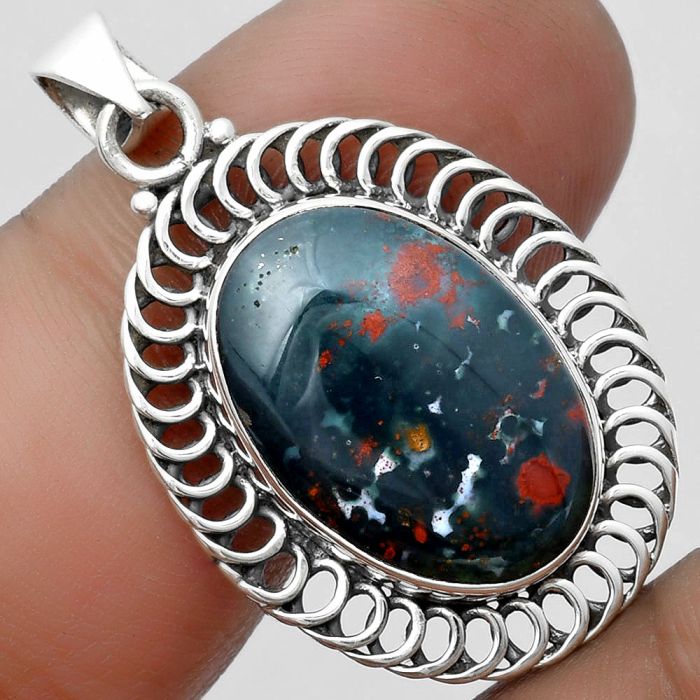 Natural Blood Stone - India Pendant SDP103447 P-1476, 13x19 mm