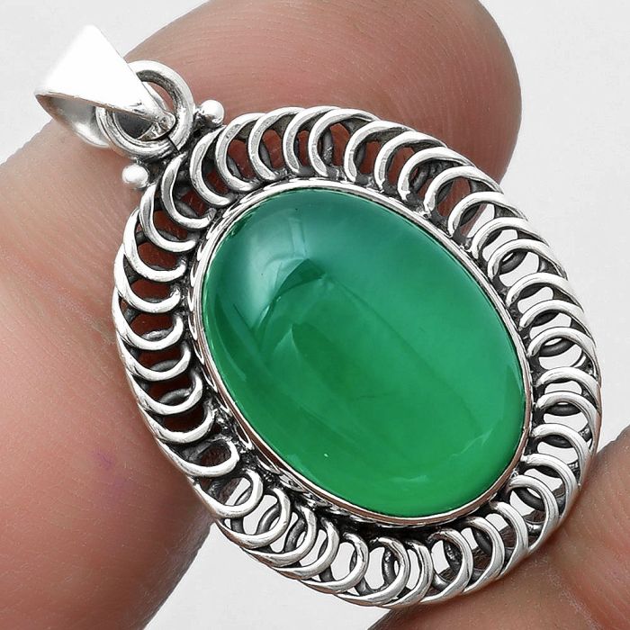 Natural Green Onyx Pendant SDP103459 P-1476, 13x18 mm